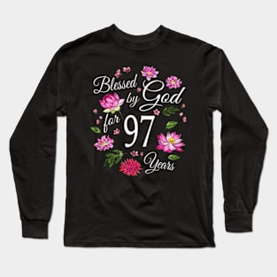 Blessed By God For 97 Lotus Flower 97Th Long Sleeve T-Shirt